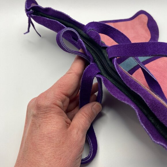 Vintage All Suede Leather Butterfly Purse Mark Cross England Brand 50's to 70's - Picture 3 of 14